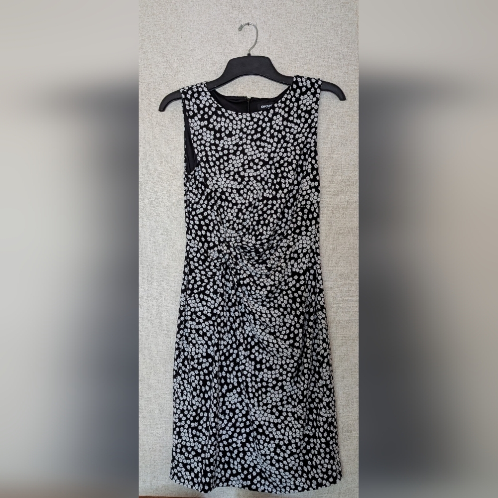 DKNY Black and White Patterned Dress